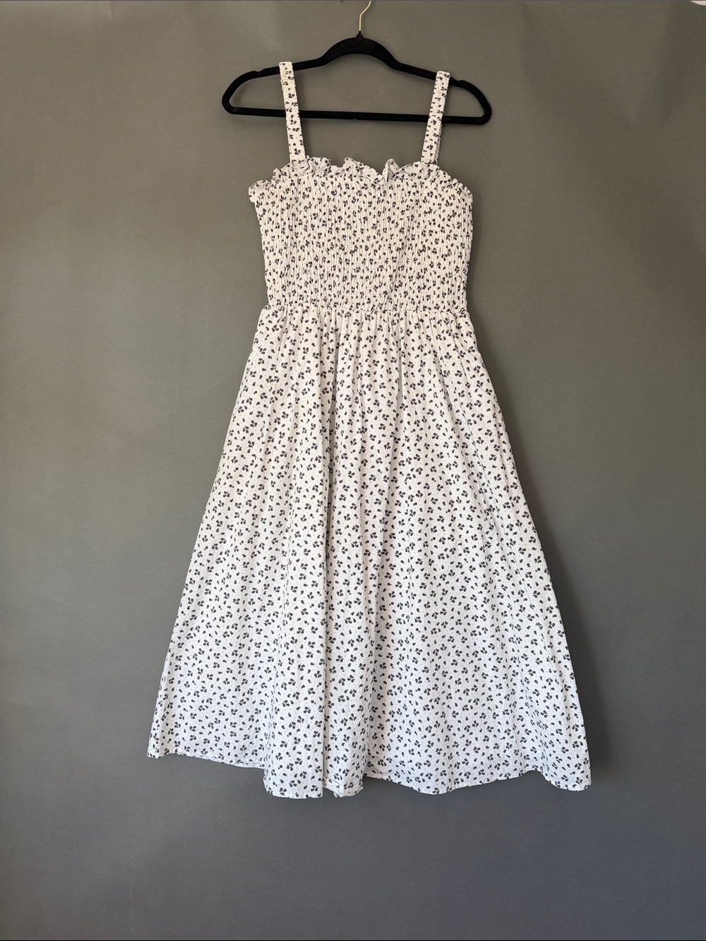 English Factory White Floral Backless Sundress with Black & White floral Print